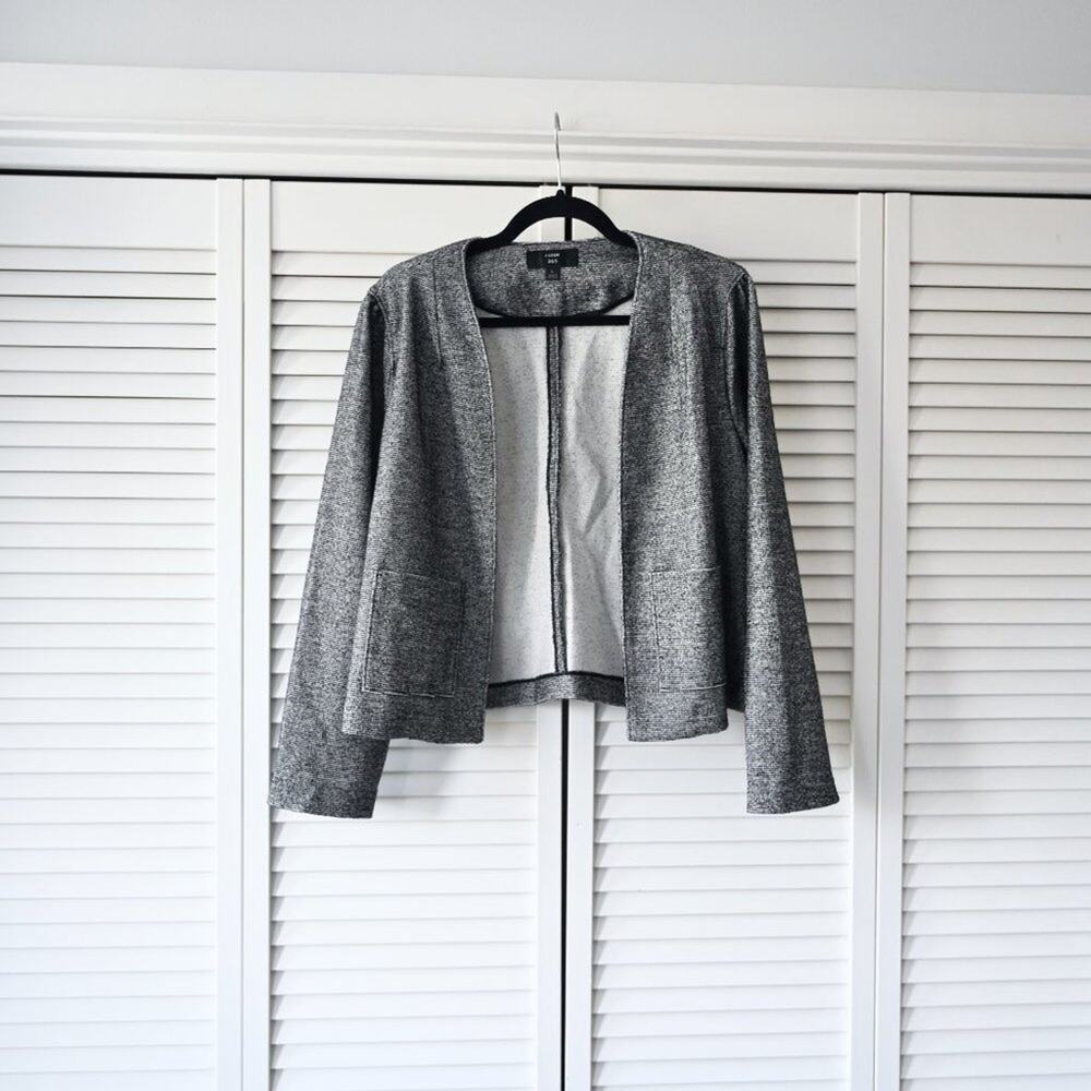 J. Crew 365 Boucle Blazer Black and White Tweed in Large | Large